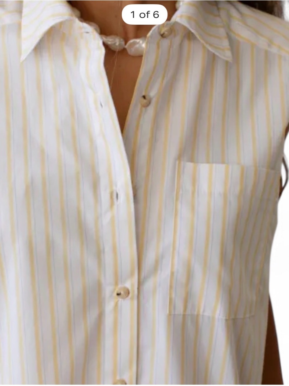 Donni. Classic White & Yellow Stripe women’s Button-Up Shirt